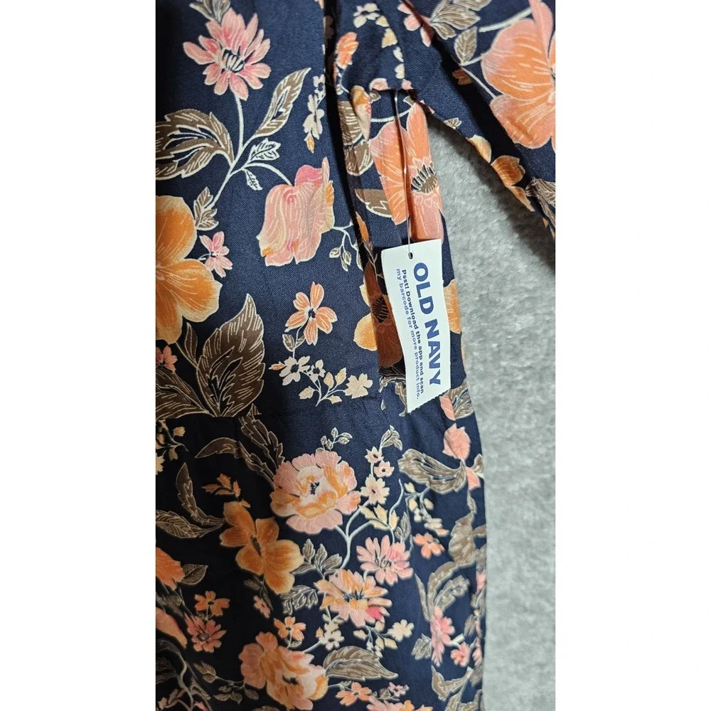 NWT Old Navy Floral Dress Girls Size XL 14-16‎ Keyhole Ruffle Hem Puff Sleeve